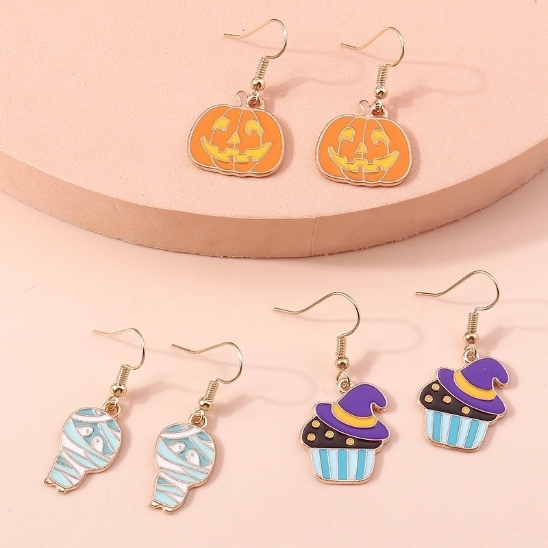 Halloween Funny Pumpkin Alloy Party Earrings