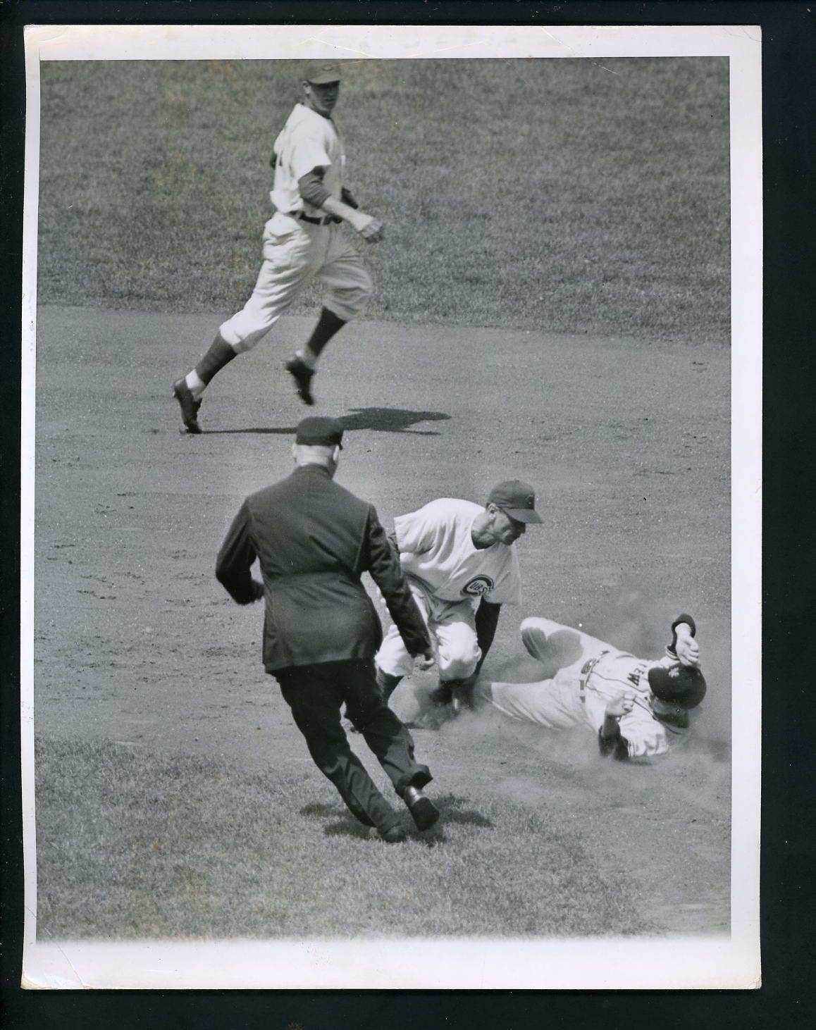 Don Johnson & Bill Rigney Lennie Merullo 1957 Press Photo Poster painting Chicago Cubs Giants