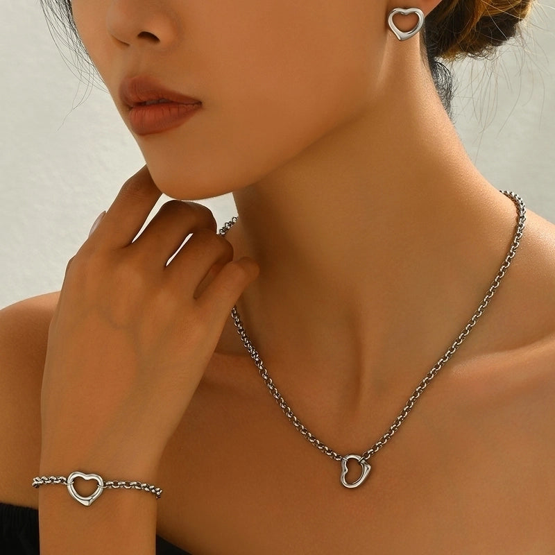 Vintage Style Classic Style Heart Shape 304 Stainless Steel Bracelets Earrings Necklace
