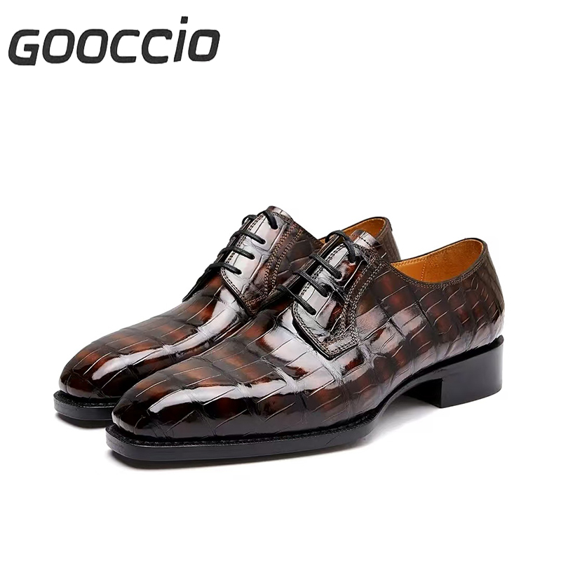 XE182 Crocodile Leather Dress Shoes/Derby Shoes For Men  GOOCCIO   
