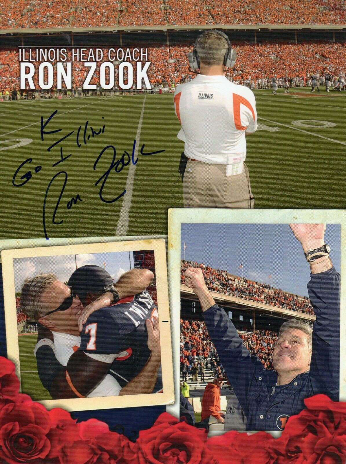 RON ZOOK AUTOGRAPH, AMERICAN FOOTBALL, ILLINOIS