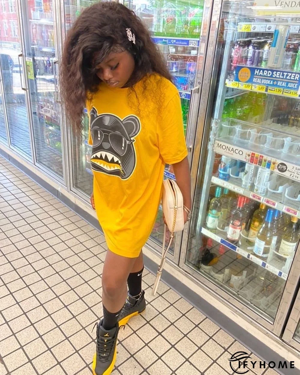 Fashion Personality Cartoon Print T-shirt Dress | IFYHOME