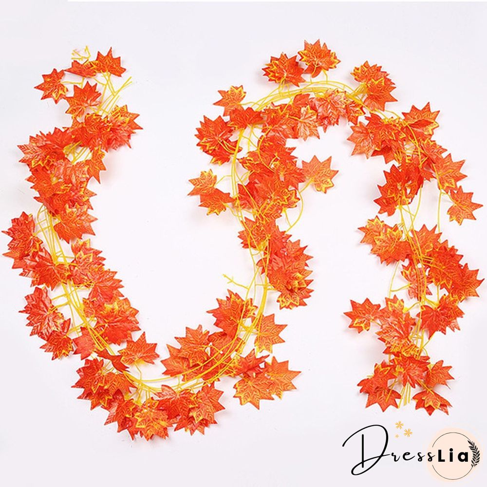 2.4m Window Autumn Leaves Garland Maple Leaf Wreath Vine Fake Foliage Home Garden Decor