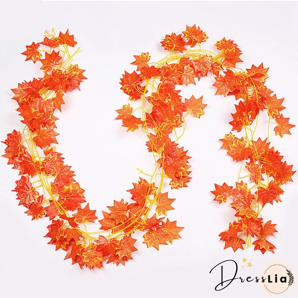 2.4m Window Autumn Leaves Garland Maple Leaf Wreath Vine Fake Foliage Home Garden Decor