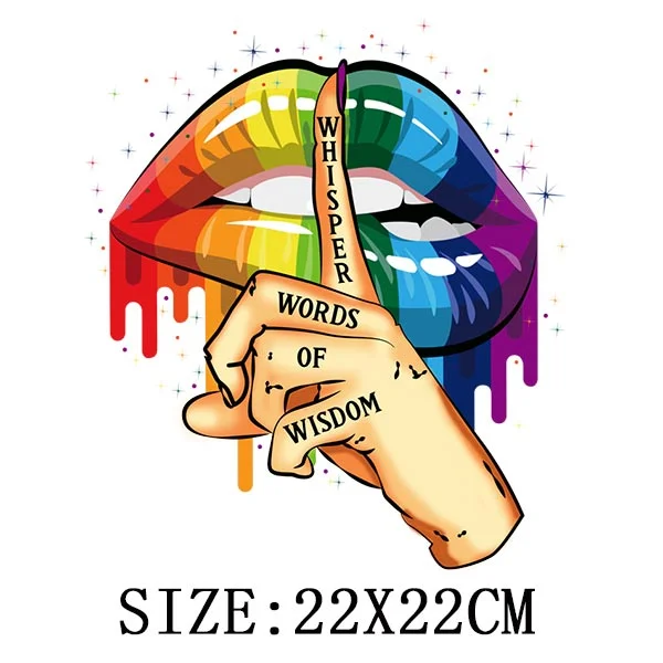 Beautiful Lip Thermal Stickers On T-shirt DIY Washable Patches On Clothes Sex Design  Iron On Transfers On Hoodies Bag Appliqued