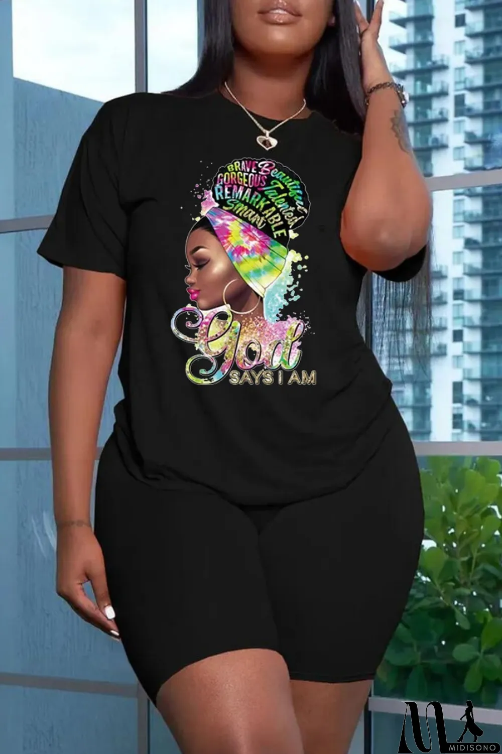 MidiSono - White Casual Print Basic O Neck Short Sleeve Two Pieces