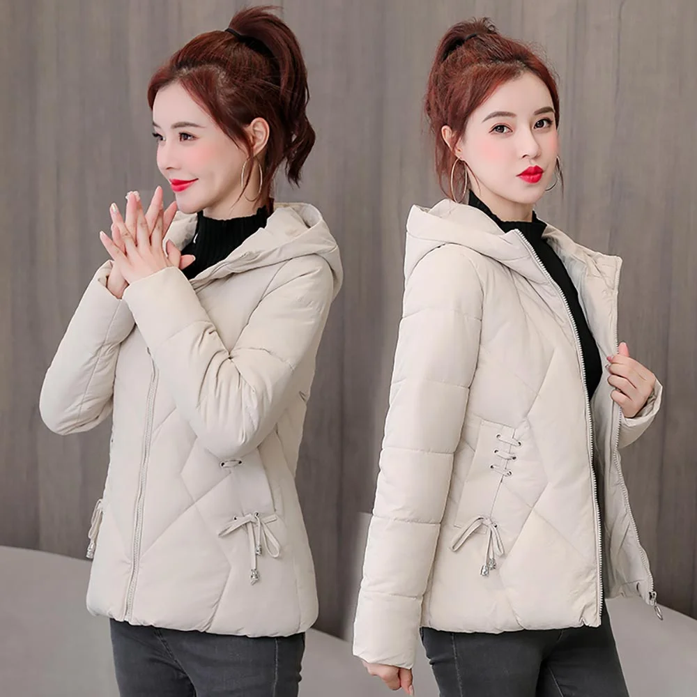 Vielleicht Women's Winter Jacket Parkas Short 2021 New Fashion Women's Winter Coat Down Jacket Outwear Hooded Basic Jacket Women