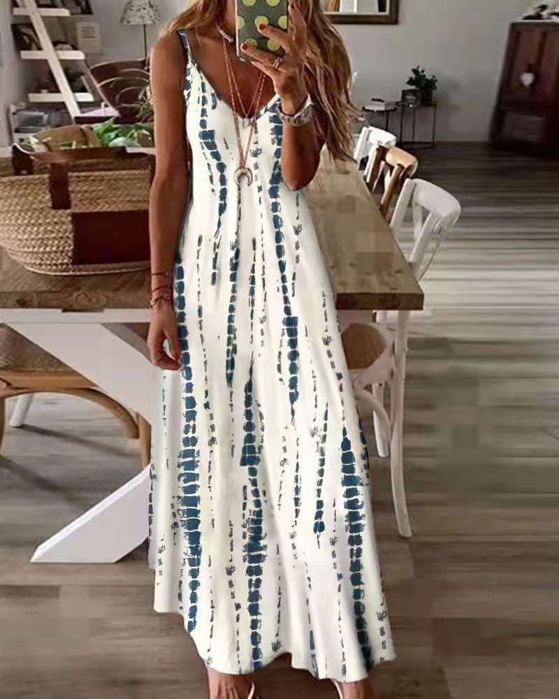 Rotimia Casual  Tie-dye Printed Maxi Dress
