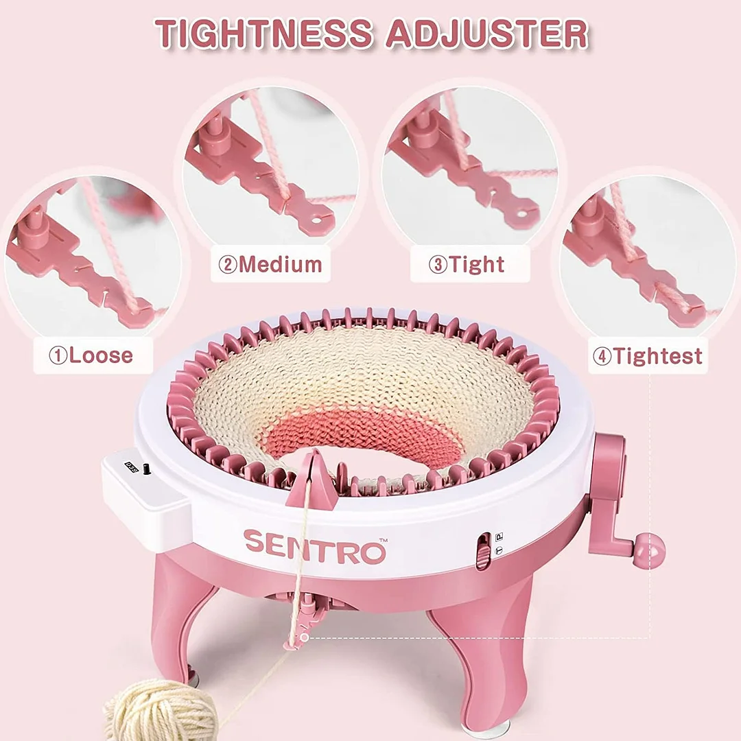 SENTRO Knitting Machine 48 Needles, Smart Knitting Crochet Machine, Double Crocheting Machine Kit,Circle Knit Loom Machine with Row Counter and Hand Crank