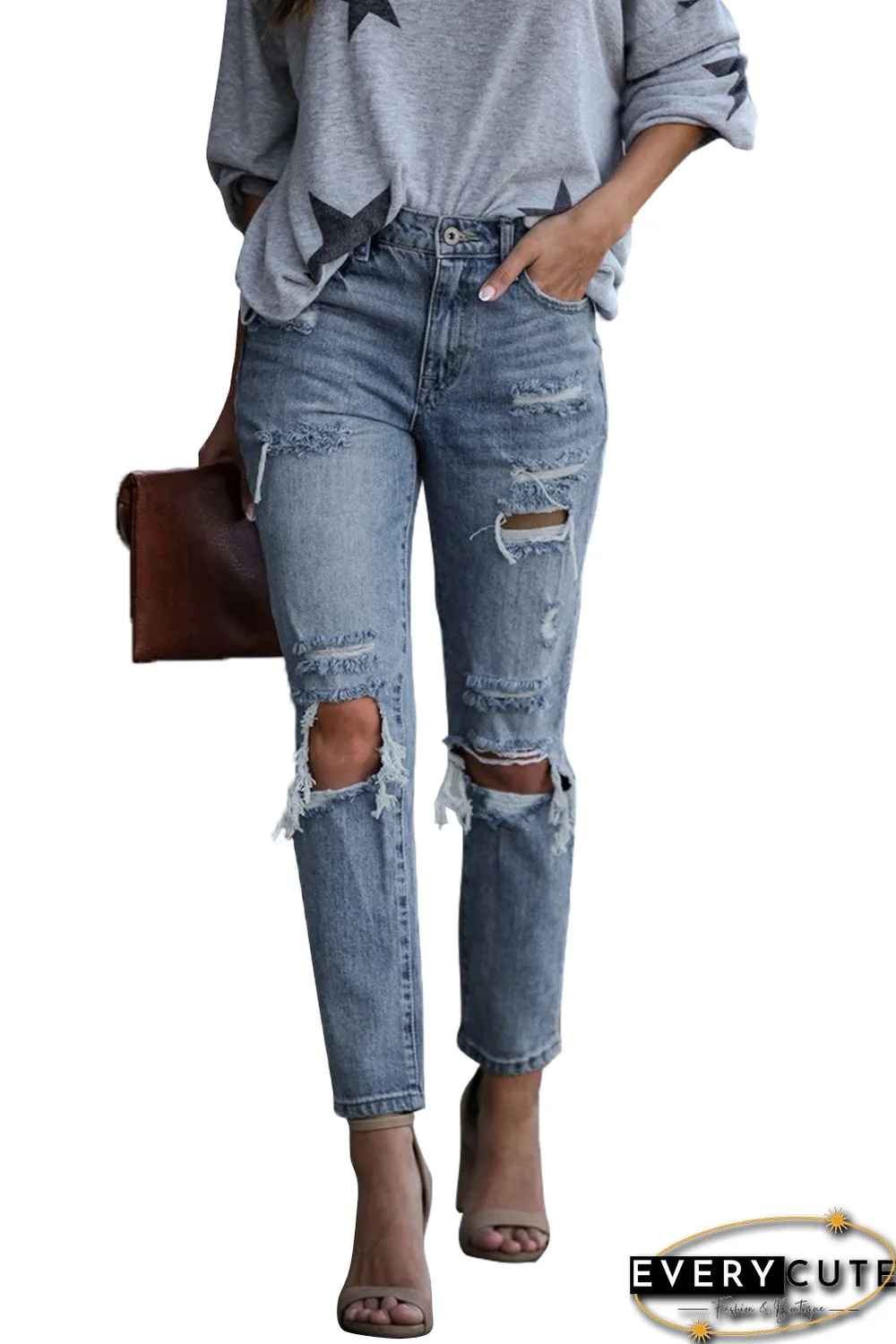 Contract High Rise Distressed Jeans