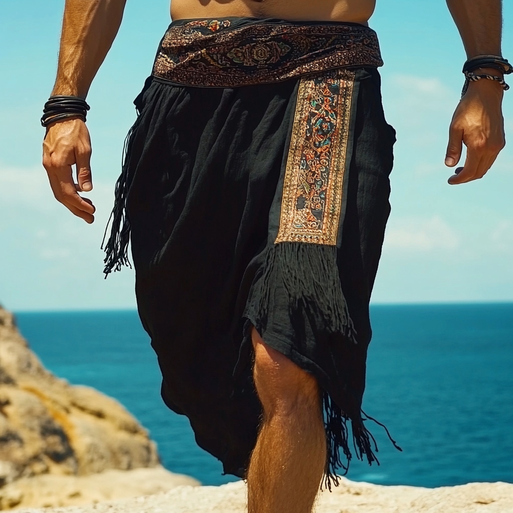 Men's Ethnic Linen Shorts-inspireuse
