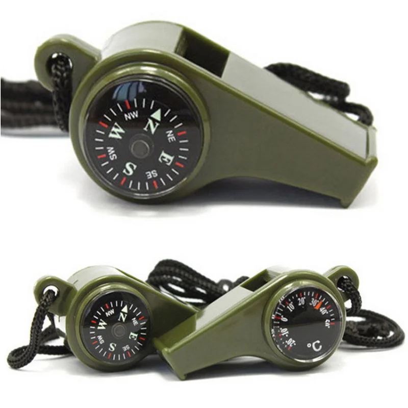 Outdoor 3 In 1 Whistle Thermometer Compass