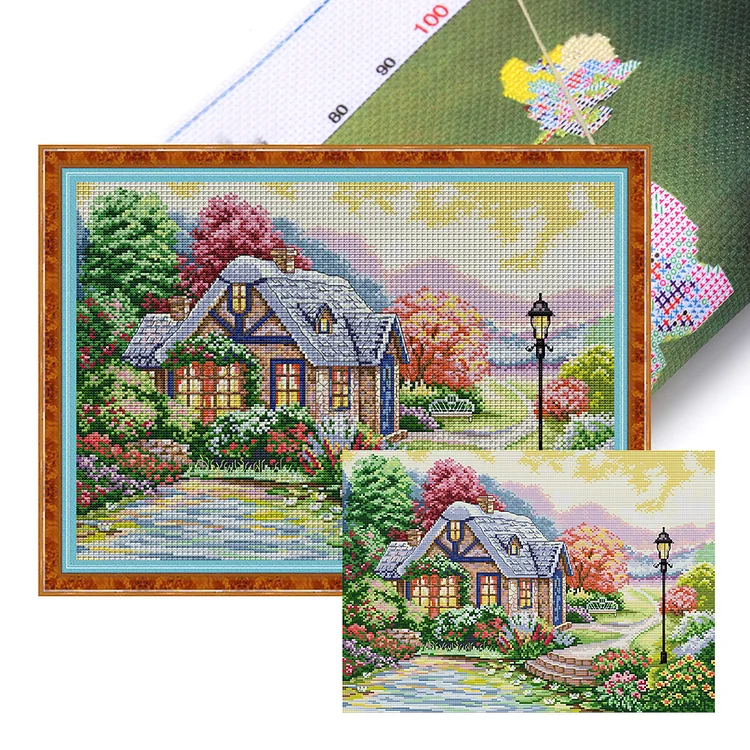 Joy Sunday Four Seasons Scenery - Printed Cross Stitch 14CT