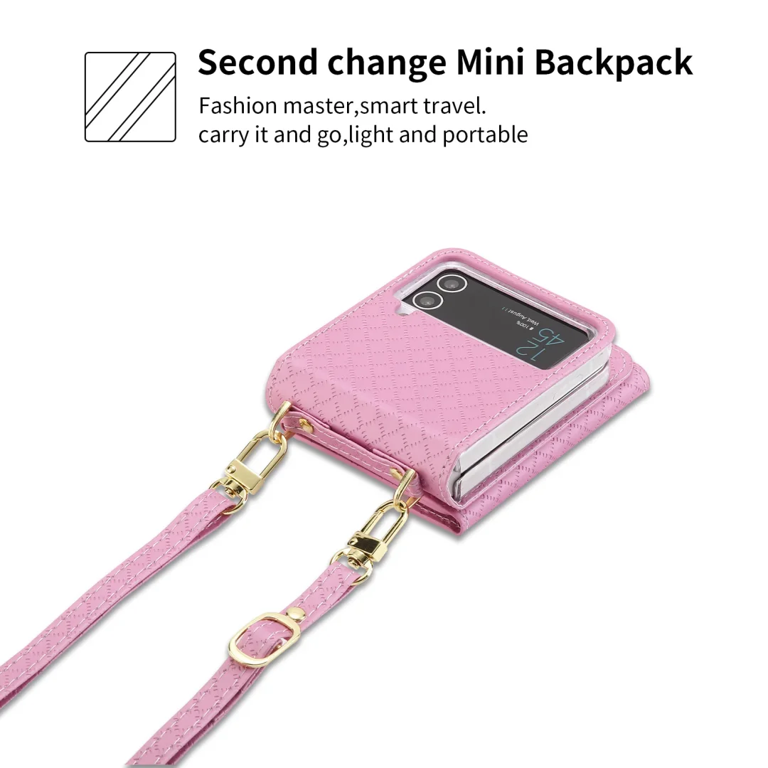 Applicable To For Samsung ZFlip3/ZFlip4 Fold-Screen Card Leather Phone Case