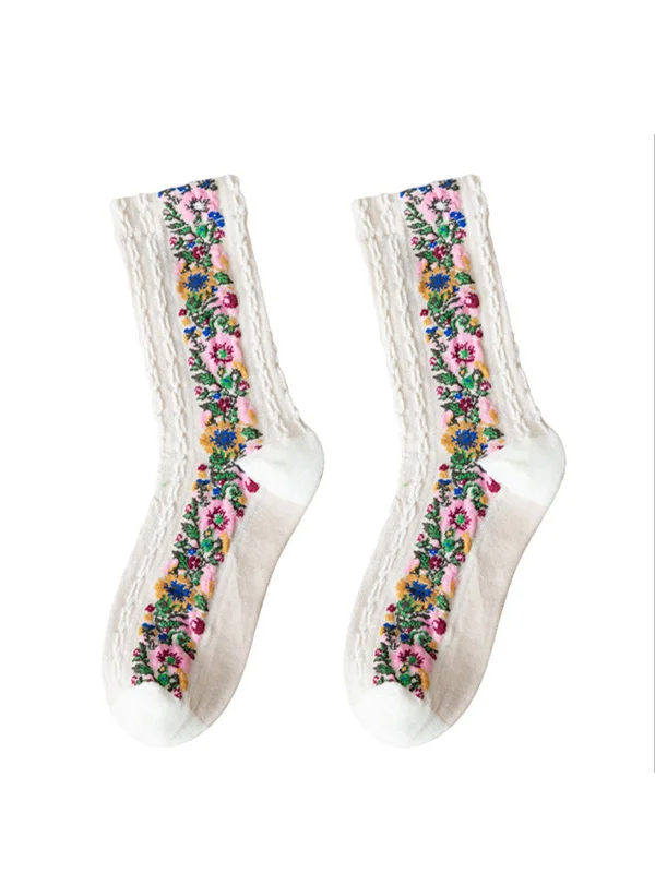Women's vintage palace ethnic floral socks