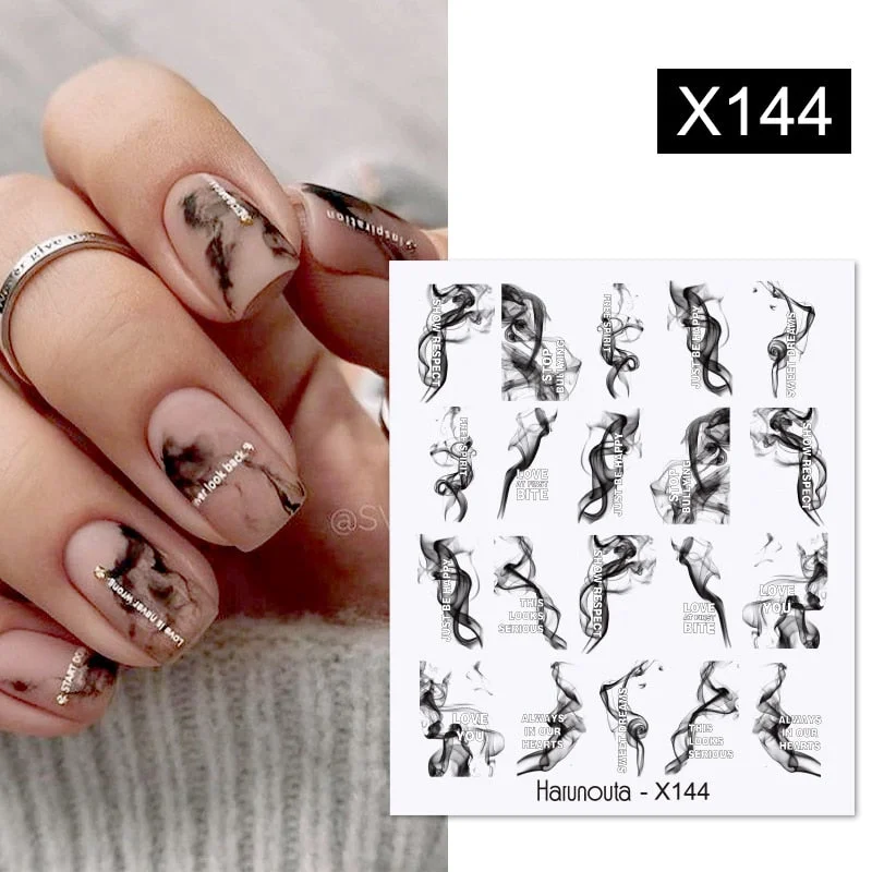 Harunouta Autumn Flowers Leaves Line Patter Nails Sticker Nail Art Decorations Decals Water Transfer Slider Foil Manicures Wraps-Nail Inspo