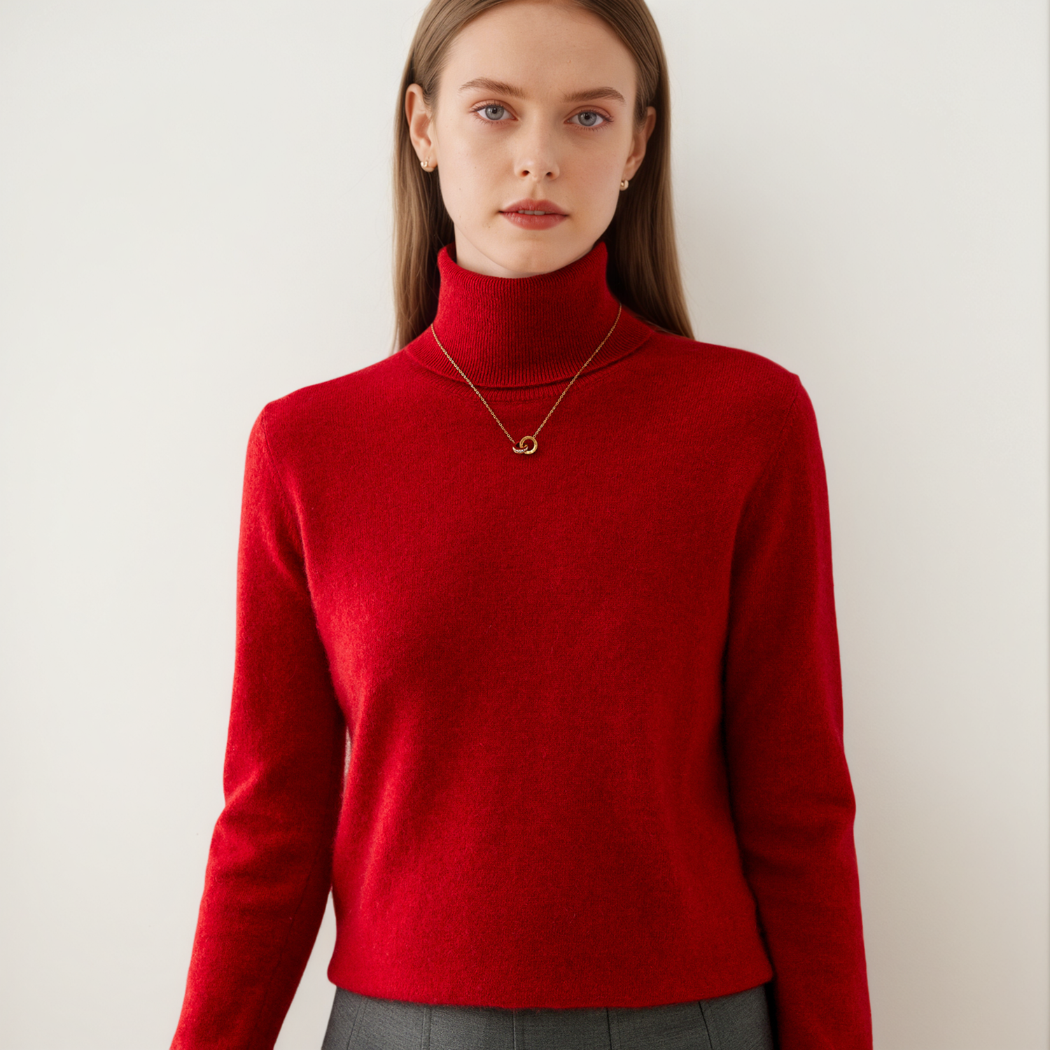 Women's Cashmere Turtleneck Sweater Warm & Chic Winter Design REAL SILK LIFE