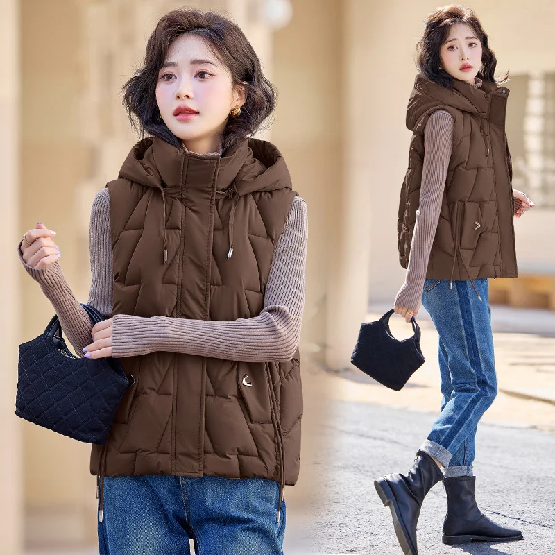 Toloer Down Cotton Vest Female Autumn Winter 2024 New Korean Version Vest Stand Collar Short Horse Clip All-Padded Clothes Vest Coat-Outfit Ideas