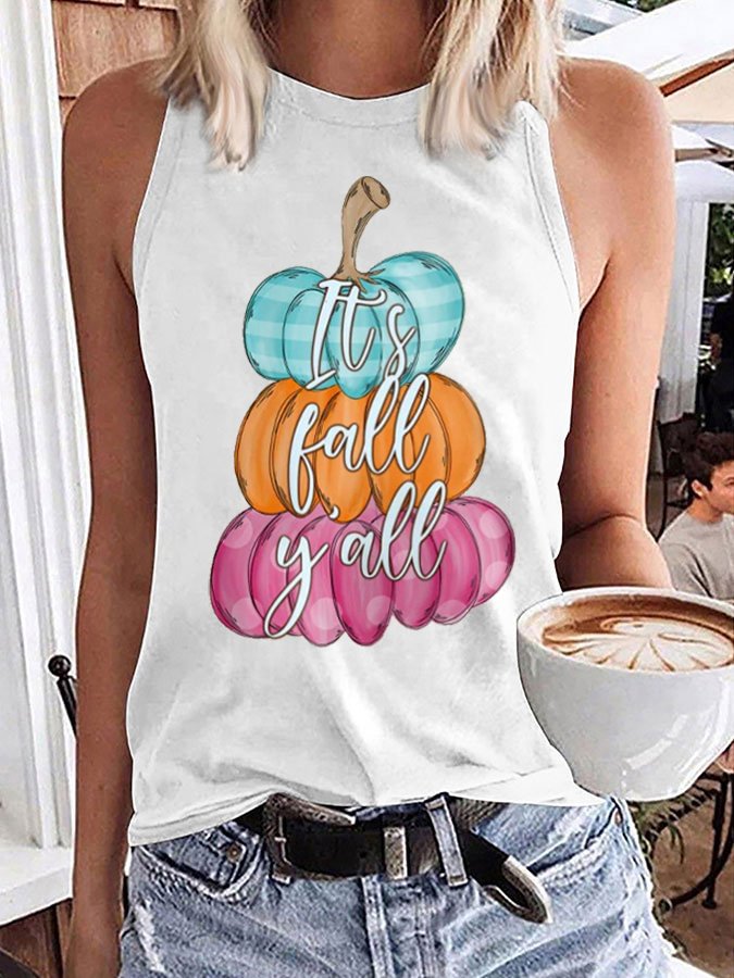 Women's It's Fall Y'all Pumpkin Print Tank Top