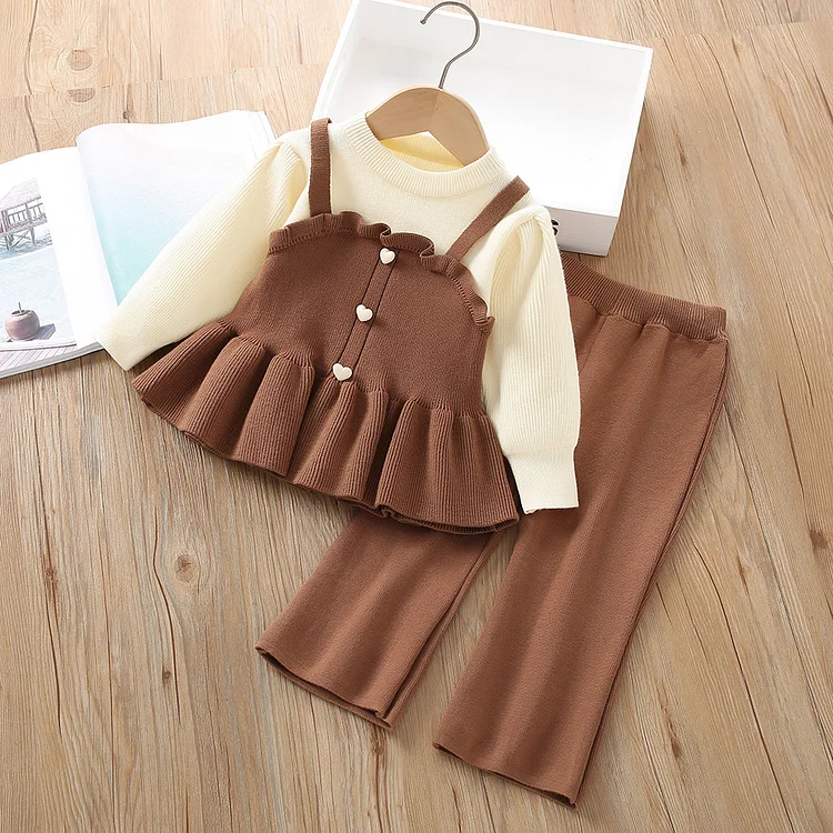 上品 切り替え 長袖 セーター+パンツ 女の子 子供服 幼児 2点セットアップ