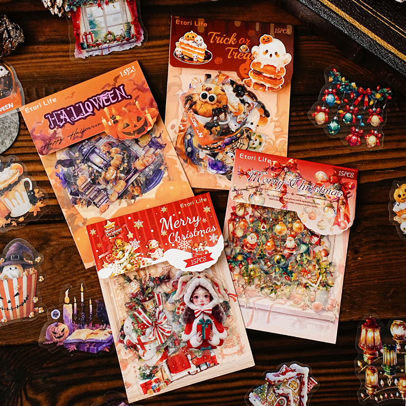 PET 스티커 - 할로윈 카니발 시리즈 빈티지 크리스마스 조명