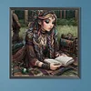 Lesemädchen im Wald - runder Bohrer Diamantmalerei - 45*45cm (teilweiser Bauchbohrer)