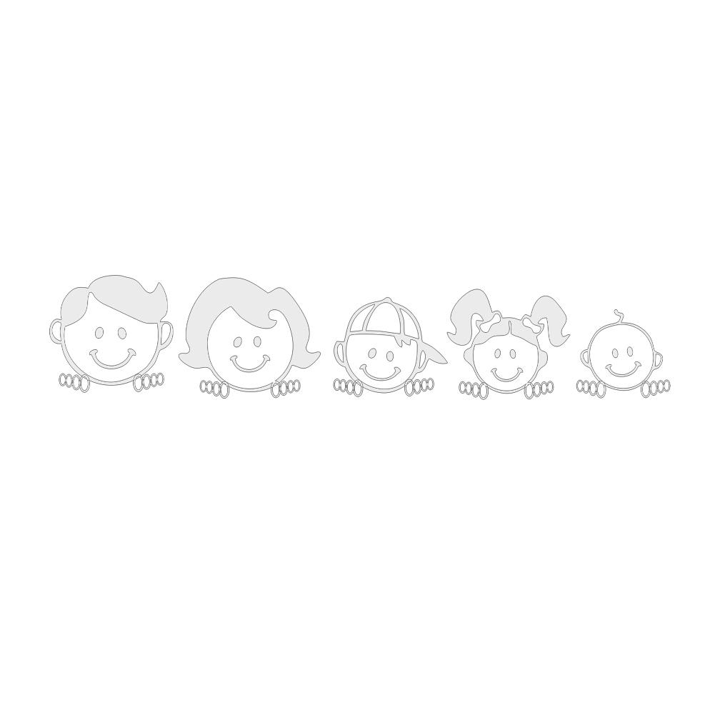 

5x25cm Happy Family Car Sticker Art Design Pattern for Windshield, White, 501 Original