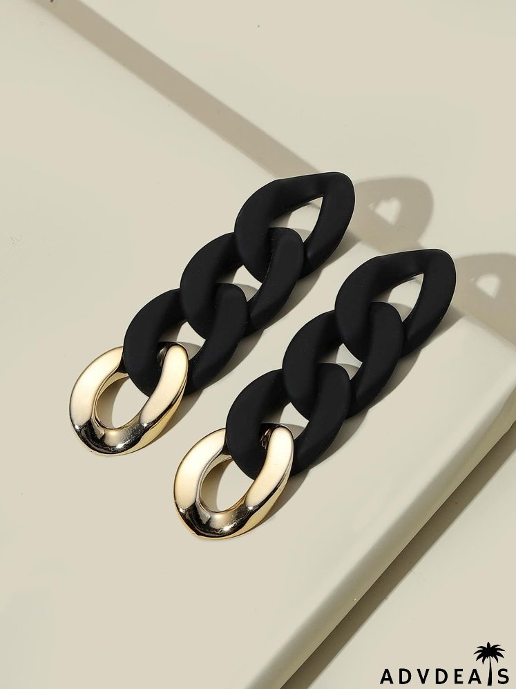 Color Block Chain Drop Earrings