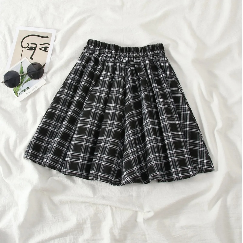 Harajuku Kawaii Cute High Waist A-line Plaid Skirt SP18571