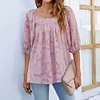 Gioiacombo&trade; Top a mezza manica floreale in chiffon solido