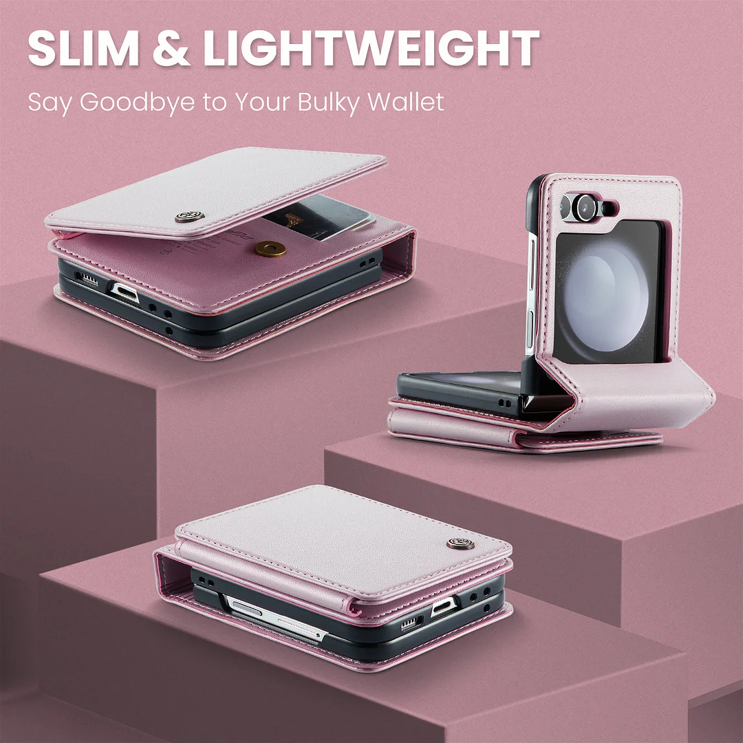 Suitable for Samsung Z Flip series mobile phone case multi-function anti-theft card slot leather case integrated anti-fall protective cover