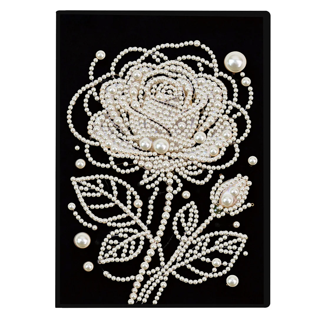 Rose Partial Pearl DIY 50 Pages A5 Diamond Painting Notebook Special Shaped Diamond Art Diary Book Kits Wireless Strip 5D Crystal Art Paintings Sketchbook for Art Drawing
