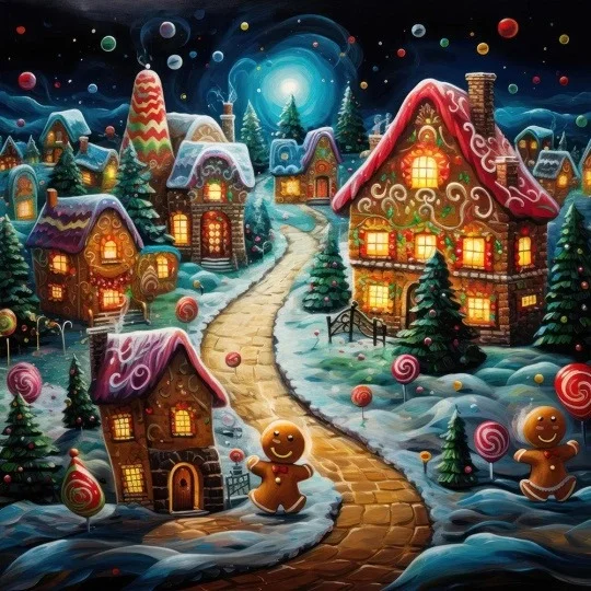 Christmas House 40*40CMCM(Canvas) Full Round/AB Round Drill Diamond Painting gbfke