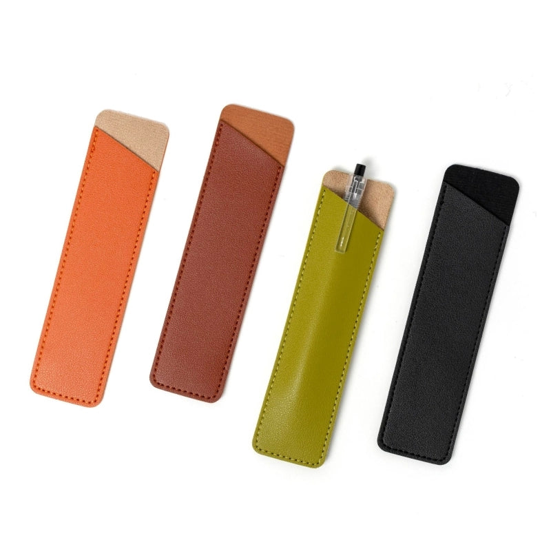 Solid Color Pu Learning Vintage Style Minimalist Pencil Case