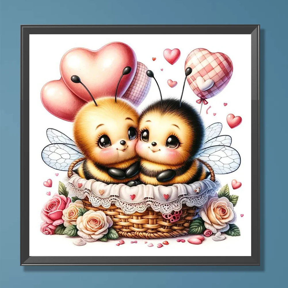 Diamond Painting - Full Round Drill - Love Flower Bee(Canvas|30*30cm)
