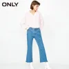 ONLY Brand 2018 NEW loose striped single-breasted V-Neck nine-quarter sleeve female shirts |117305516