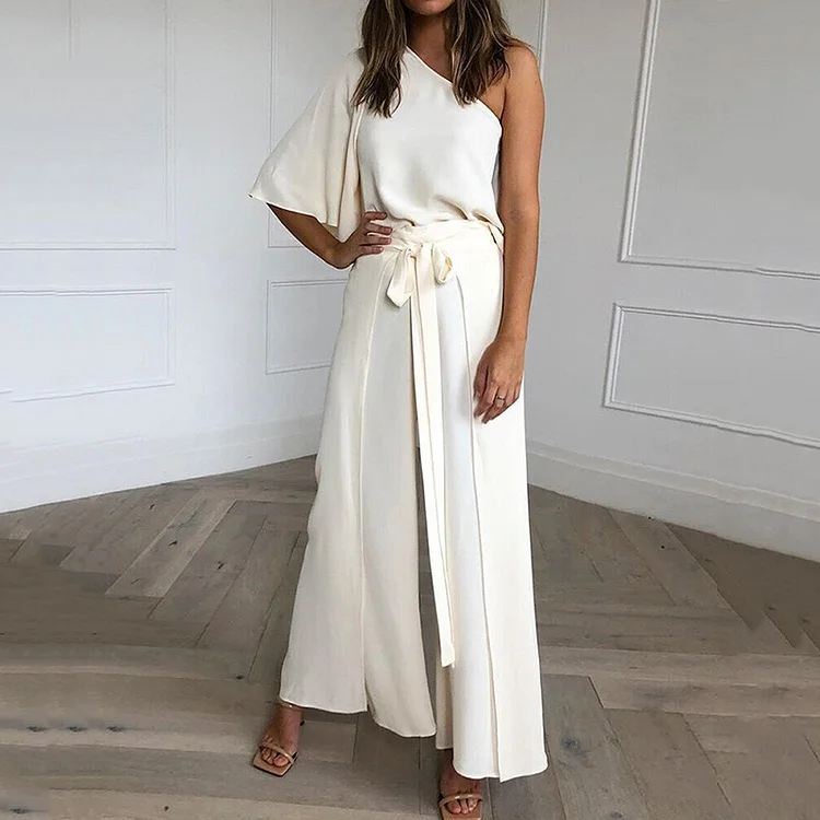 Off-the-shoulder lace casual two-piece set