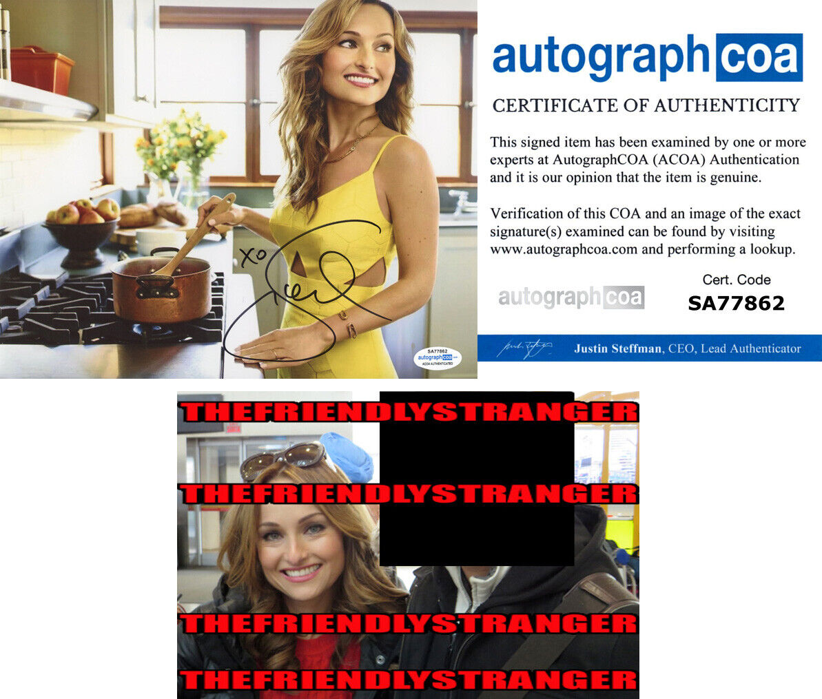 GIADA DE LAURENTIIS signed Autographed 8X10 Photo Poster painting g PROOF - SEXY Chef ACOA COA