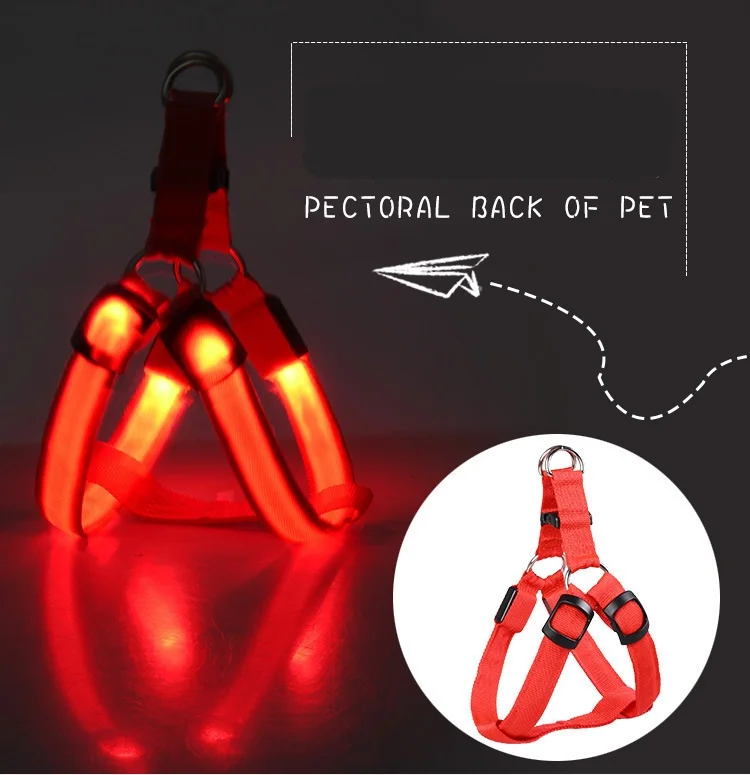 2025 Hot Selling LED Flaring Pet Vest Harness PP Material for Dogs and Cats with Leash Used for Walking the Dog at Night