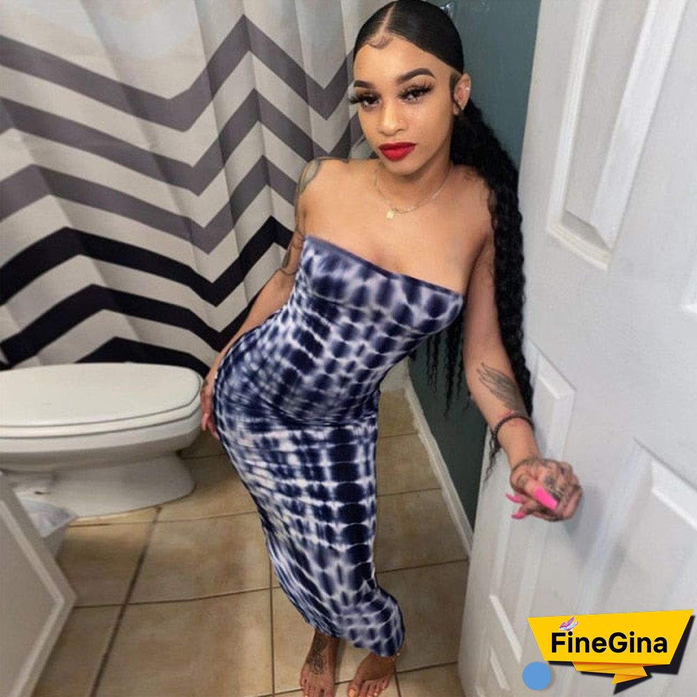 BOOFEENAA Stripe Tie Dye Print Sexy Maxi Dress Spring Casual Long Dress Women Nightclub Long Sleeve Bodycon Dresses C70CC31