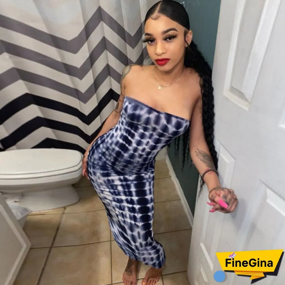 BOOFEENAA Stripe Tie Dye Print Sexy Maxi Dress Spring Casual Long Dress Women Nightclub Long Sleeve Bodycon Dresses C70CC31