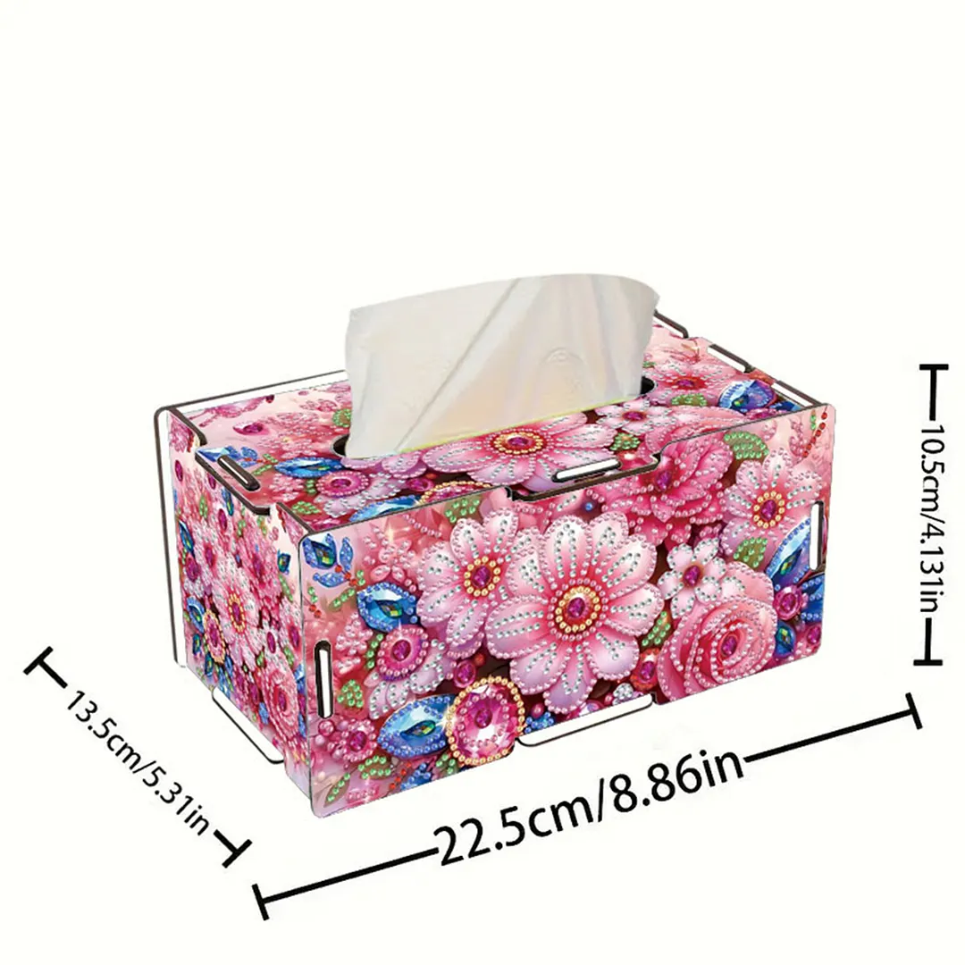 Flower DIY Diamond Art Paper Towel Holder for Home and Office Decoration