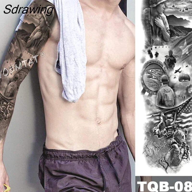 Sdrawing Arm Sleeve Tattoo Japanese Wave Waterproof Temporary Tattoo Sticker Lily Peacock Men Full Tiger Fox Tatoo Body Art Women