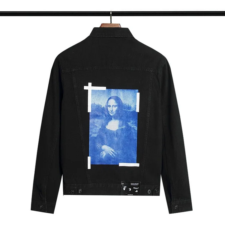 Off White Coats Spring And Autumn Patterned Denim Jacket Casual Men And Women