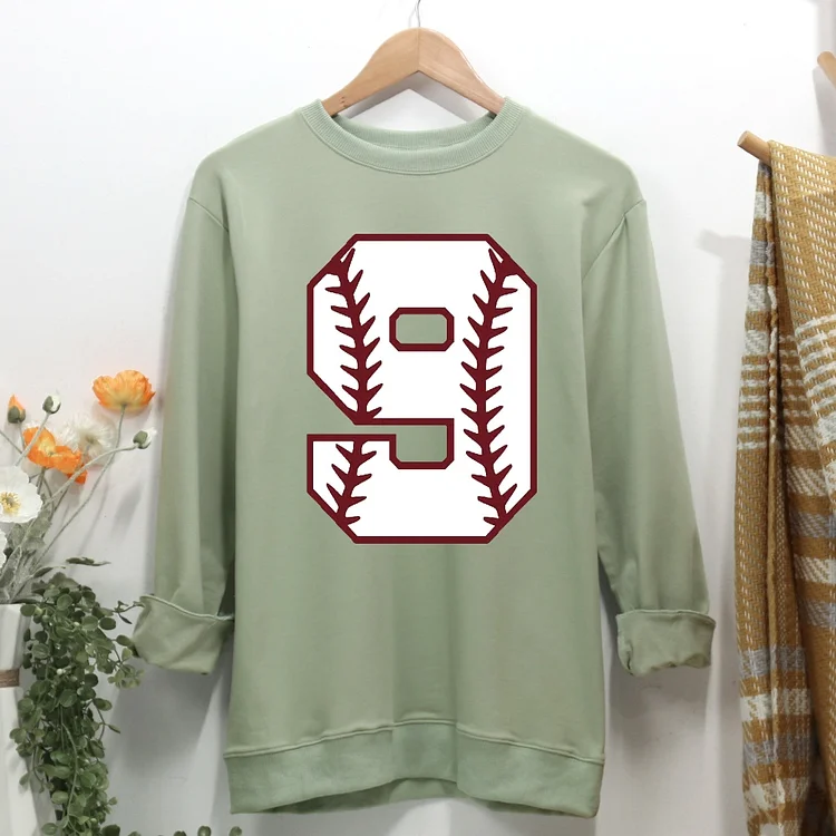 Baseball number 9 Women Casual Sweatshirt-Annaletters