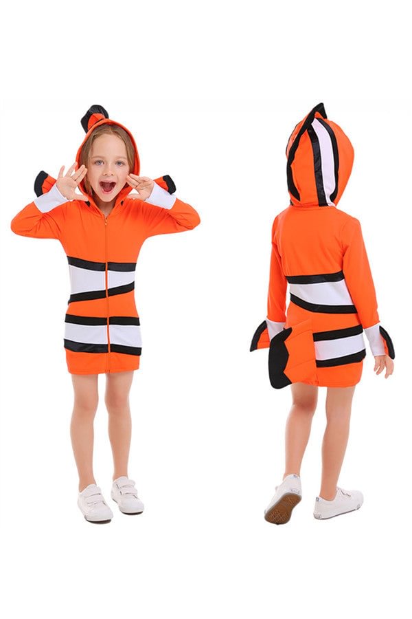 Clownfish Nemo Costume For Girls Orange Cute Kids Halloween Cosplay-elleschic