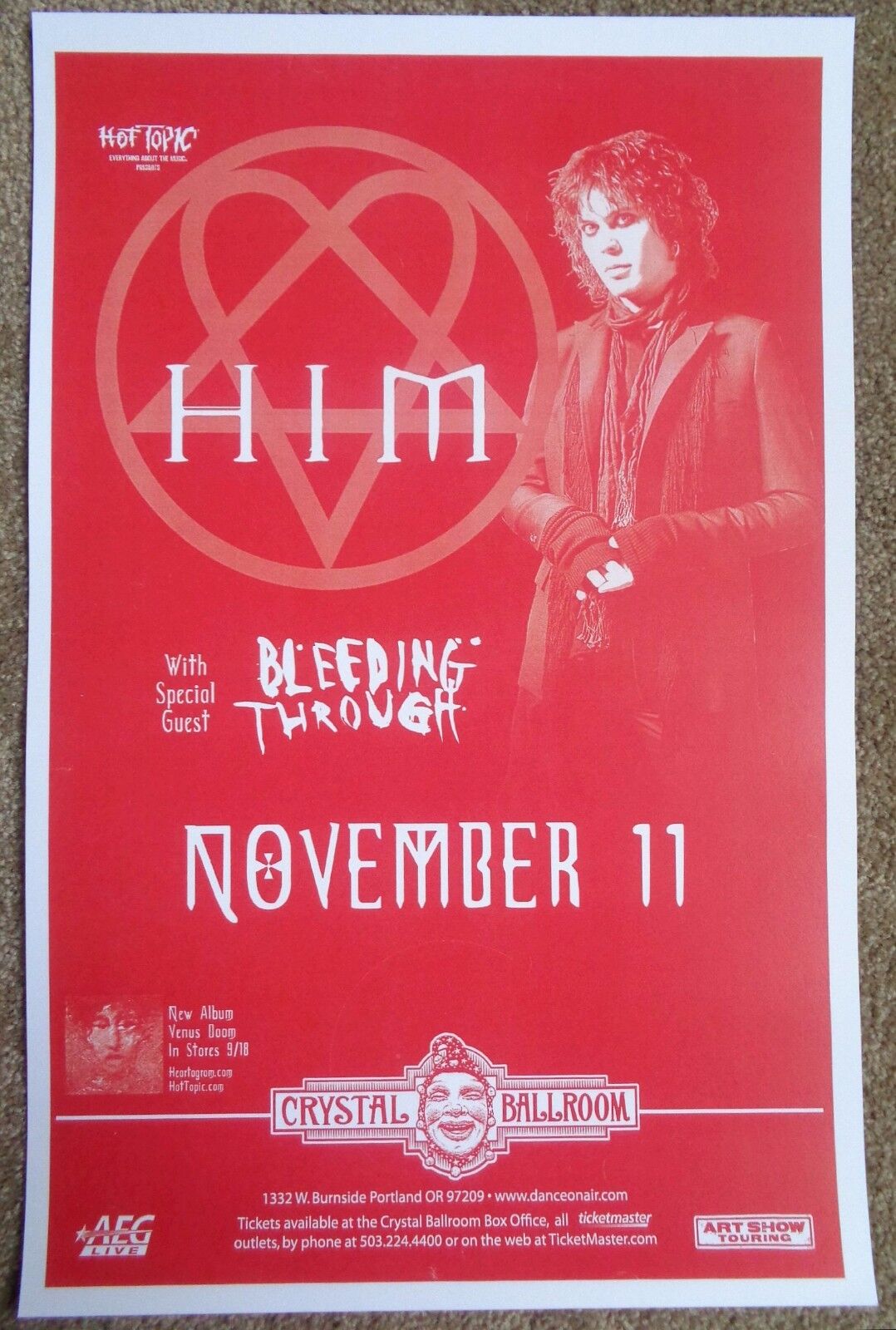 HIM VILLE VALO 2007 Gig POSTER Portland Oregon Concert