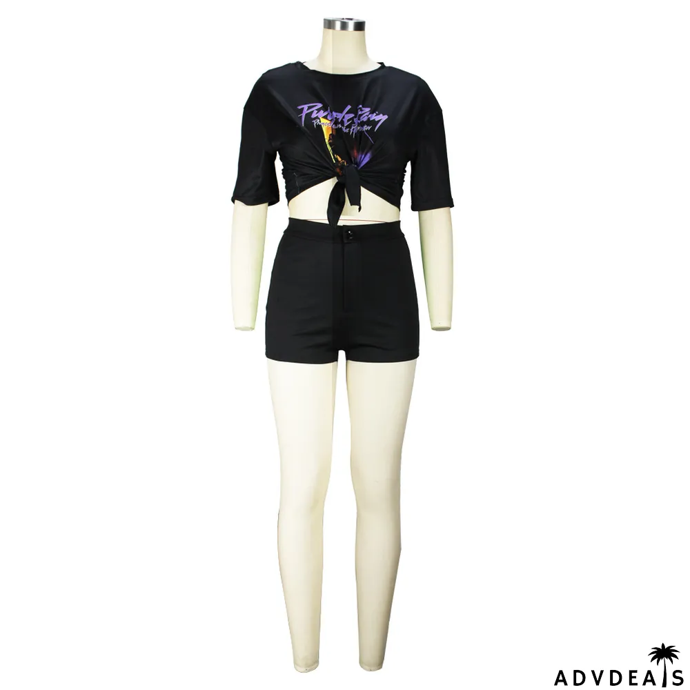 Casual Print Shorts Sports Suit