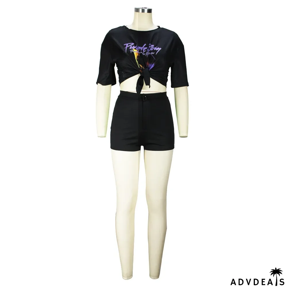 Casual Print Shorts Sports Suit