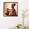 Fille afro-américaine-plein diamant rond peinture-30 * 30cm